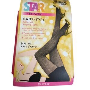 Spanx Star Power Black Center Stage Patterned Shaping‎ Tights Size D New in Box